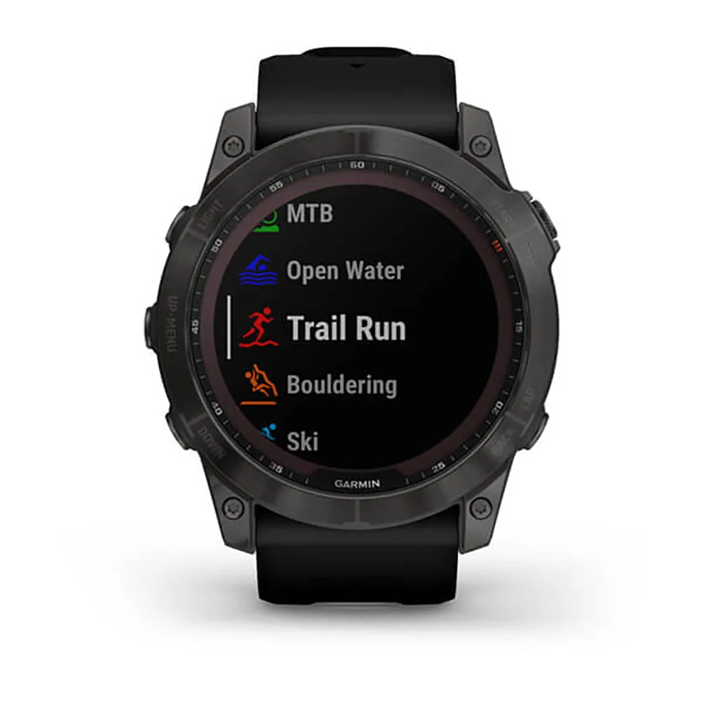 Garmin Fenix 7X Sapphire Carbon Gray Ti W Silcone Band Full Color Display Watch - 010-02541-11