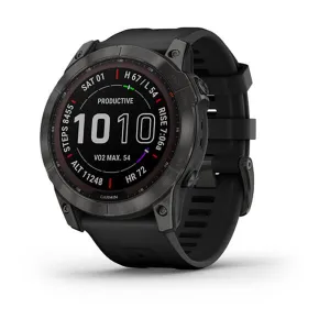 Garmin Fenix 7X Sapphire Carbon Gray Ti W Silcone Band Full Color Display Watch - 010-02541-11