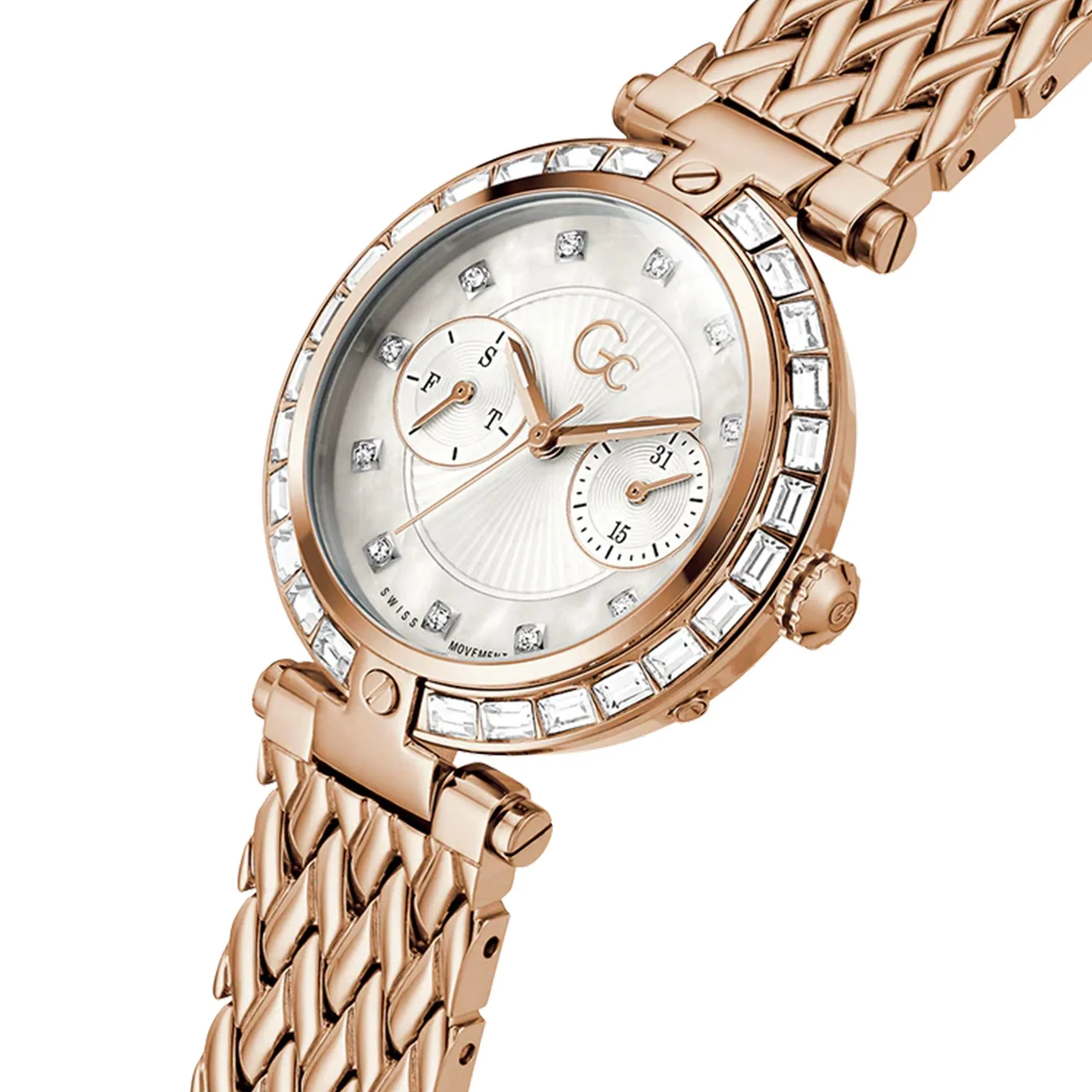 Gc Ladies Watch Rose Gold Tone Case Quartz