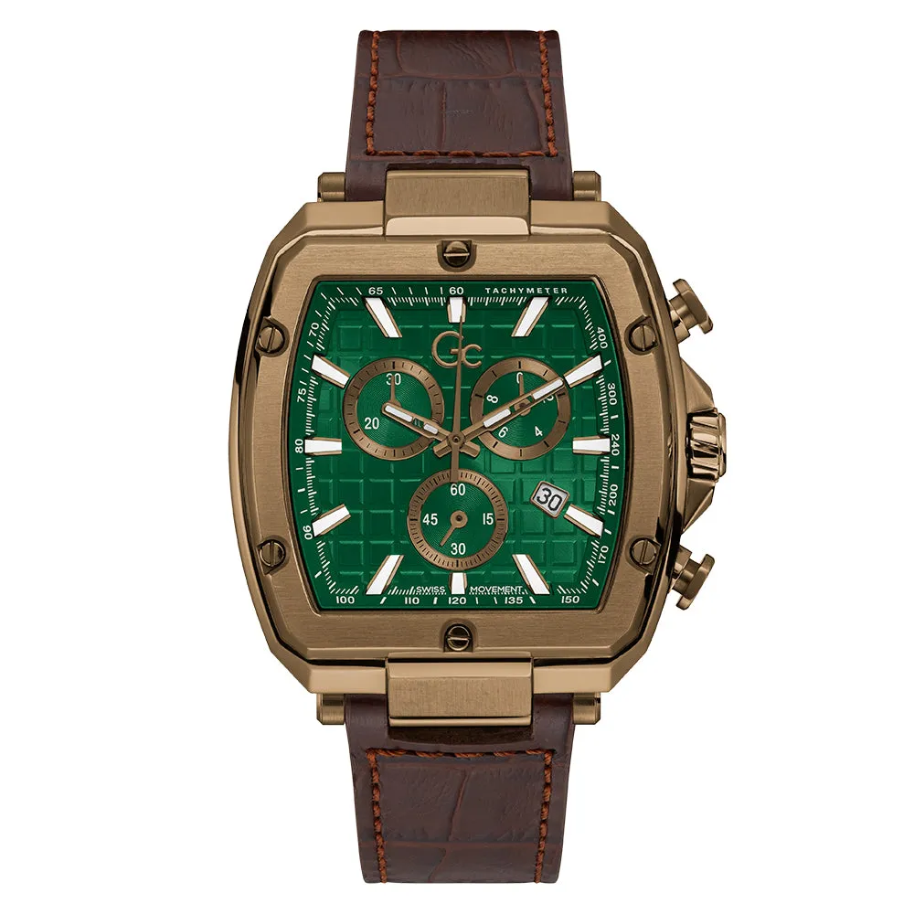 Gc Men's Watch Bronze Tone Case Quartz
