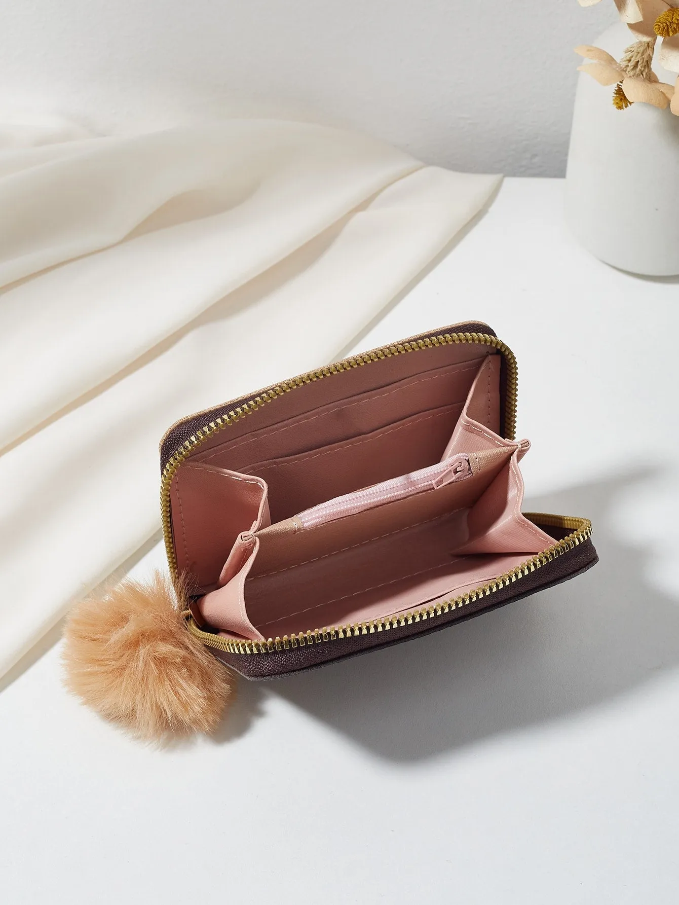 Geometric Color Blocking Wallet And Card Holder - Khaki