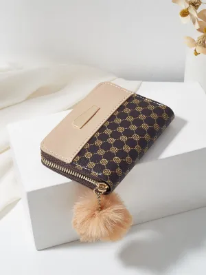 Geometric Color Blocking Wallet And Card Holder - Khaki