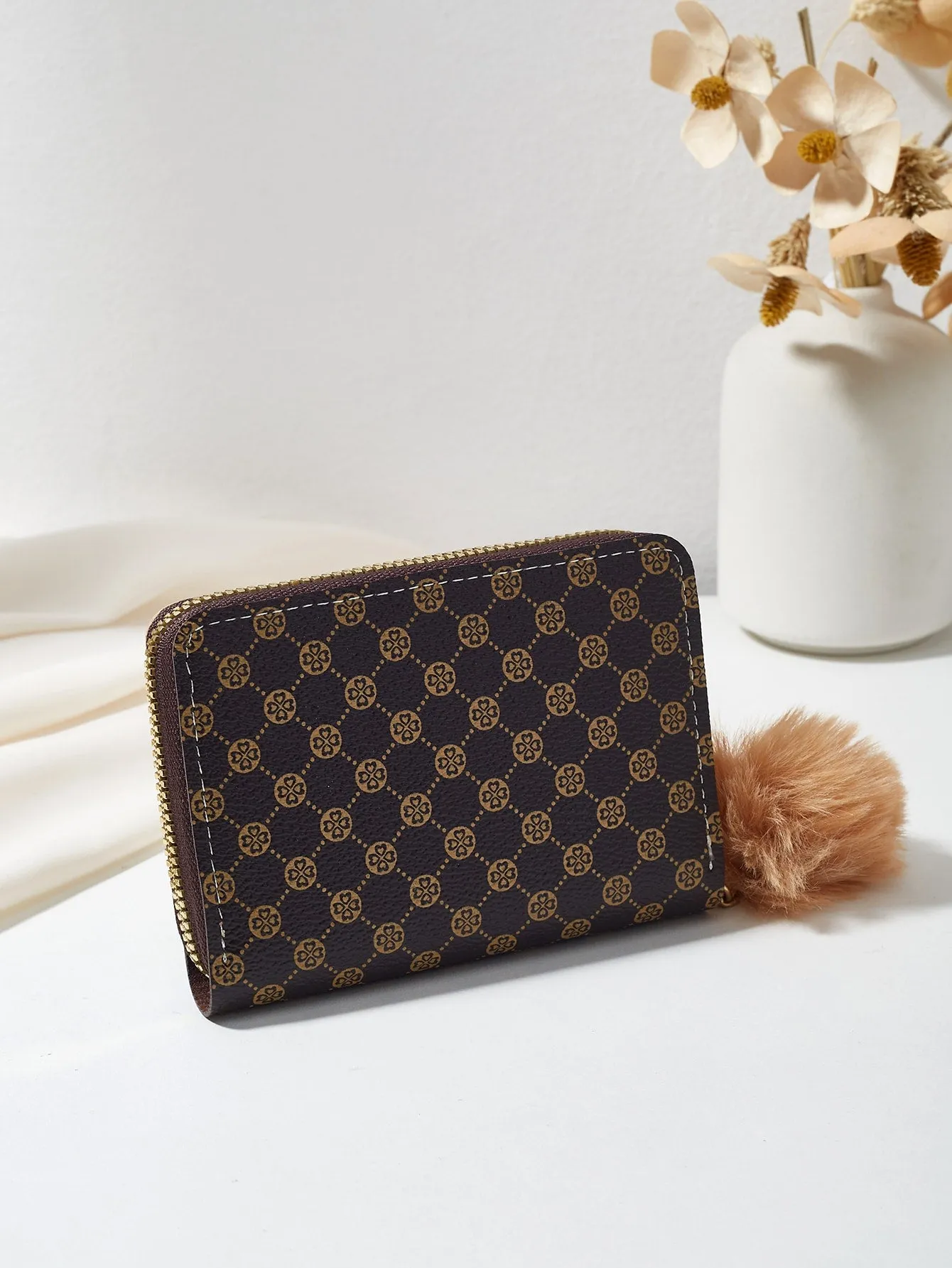 Geometric Color Blocking Wallet And Card Holder - Khaki