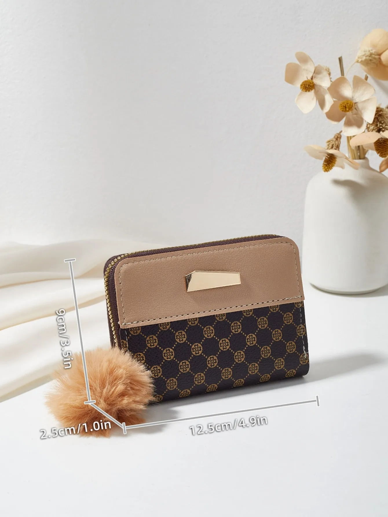 Geometric Color Blocking Wallet And Card Holder - Khaki