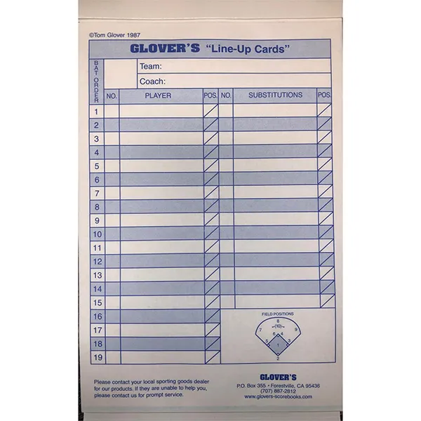 Glover Line Up Cards 4-Part