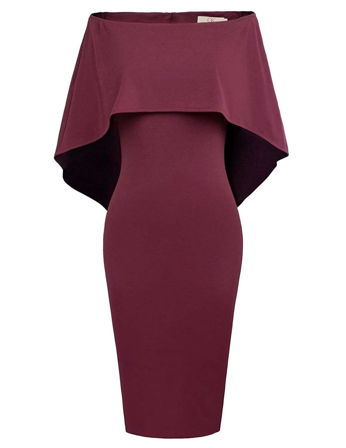 GRACE KARIN Women Off Shoulder Batwing Cape Midi Dress