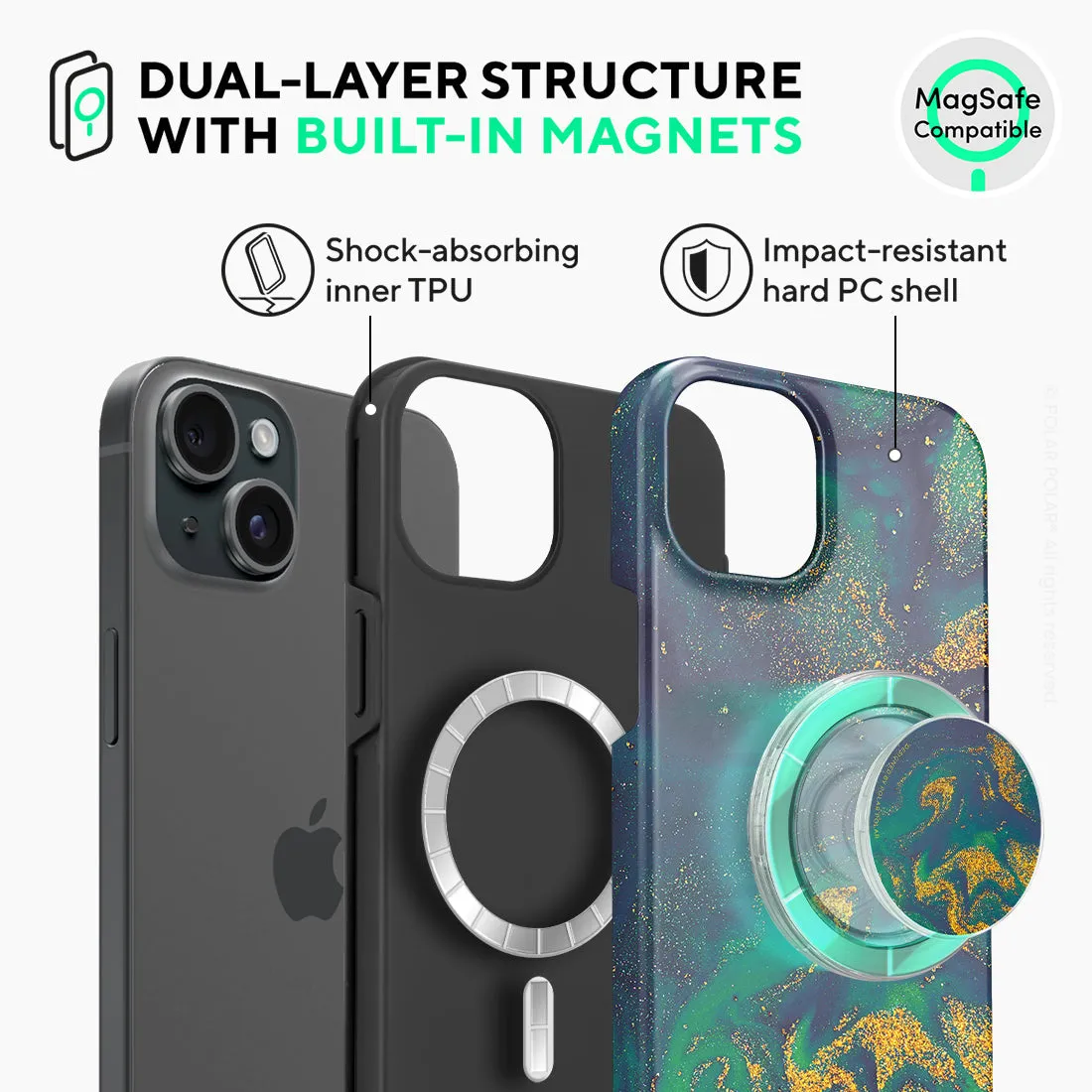Green Night Quicksand - iPhone 15 Plus Case