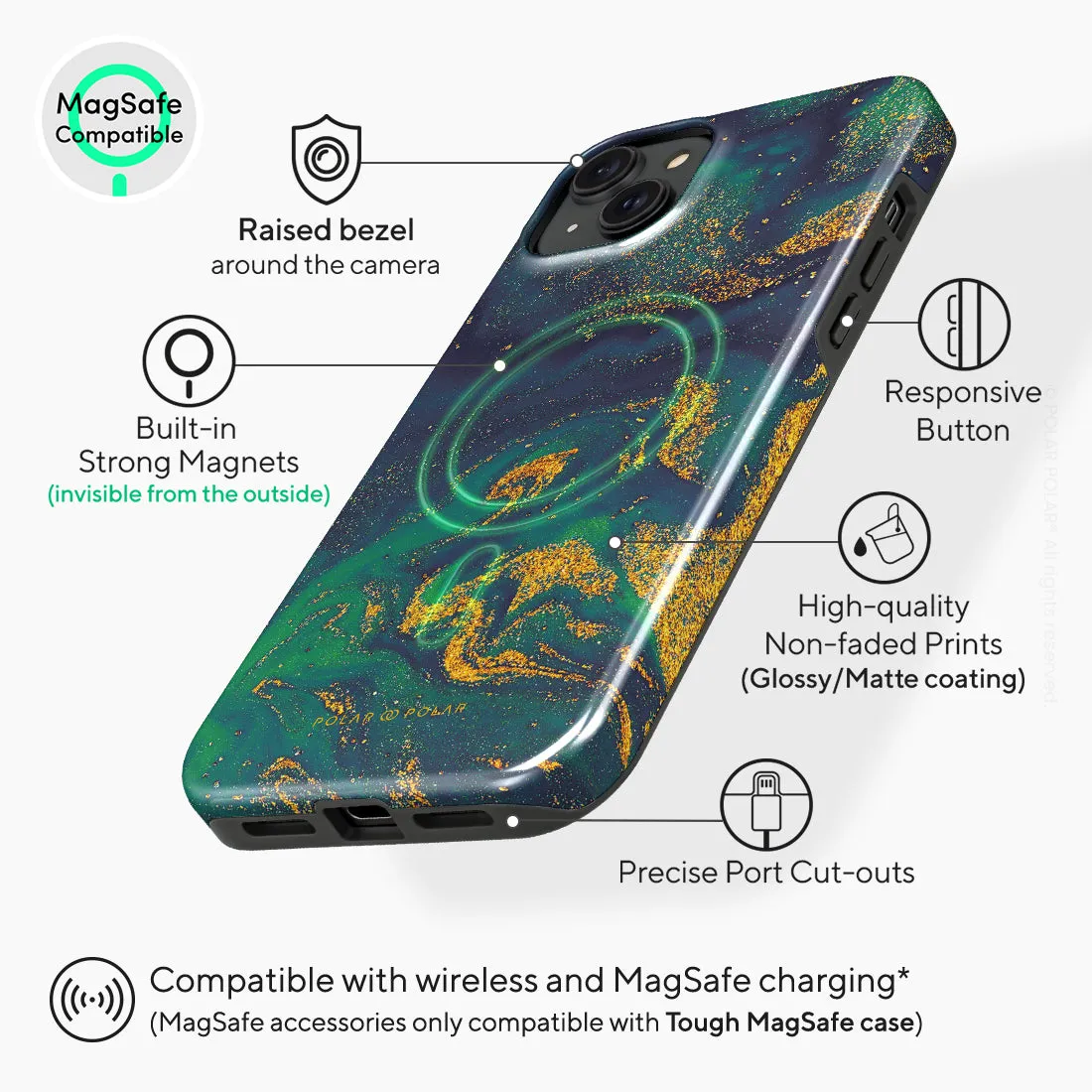 Green Night Quicksand - iPhone 15 Plus Case