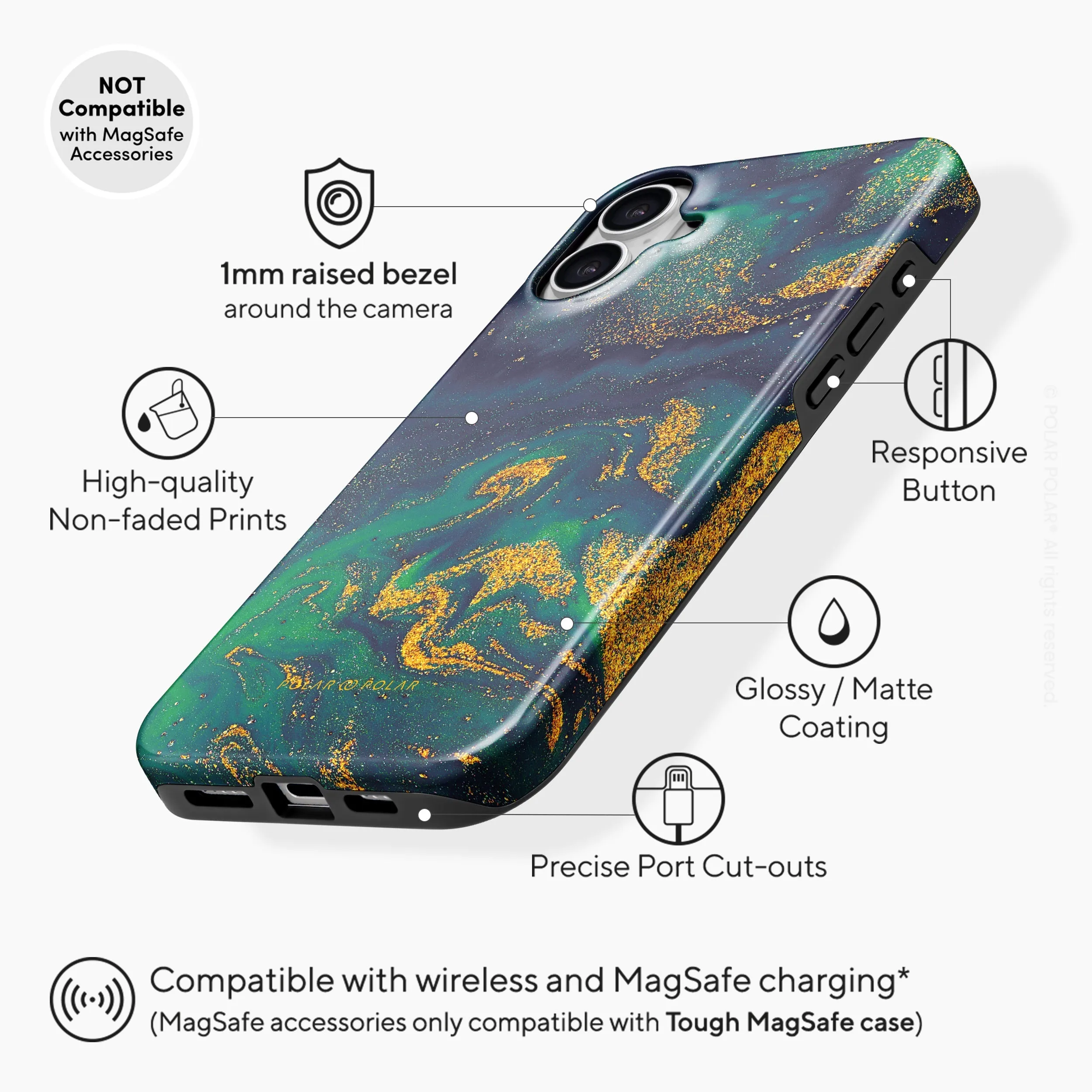 Green Night Quicksand - iPhone 16 Case