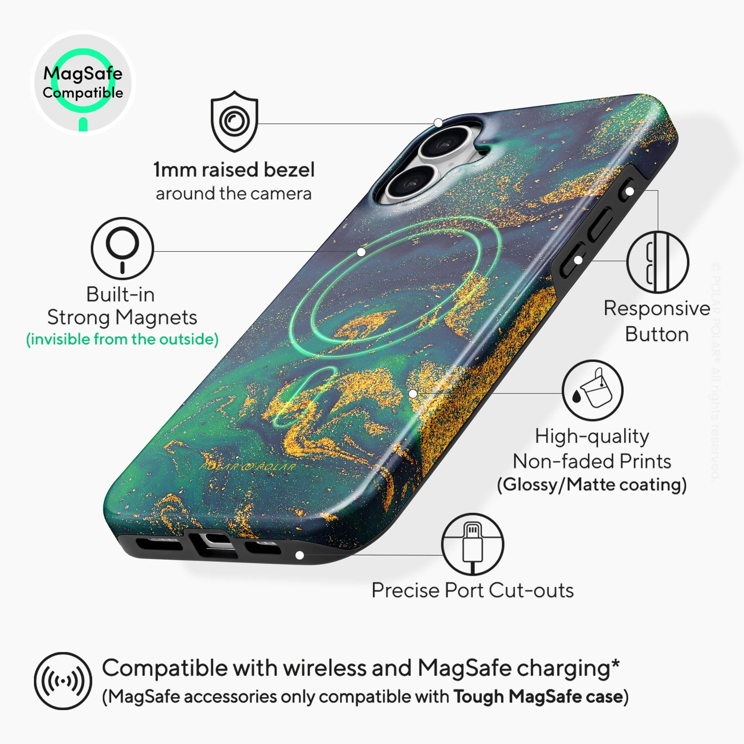 Green Night Quicksand - iPhone 16 Case