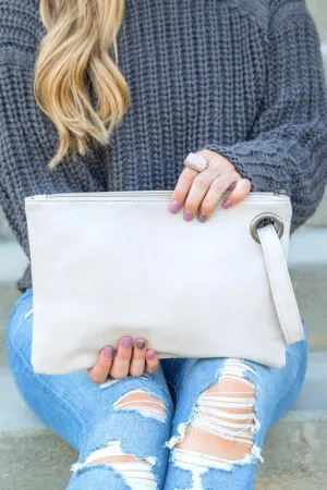 Grommet Wristlet Purse- Creme