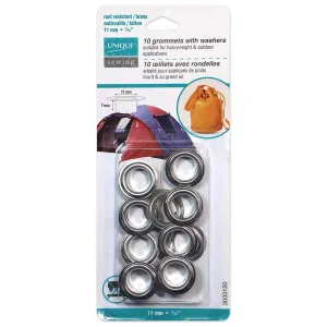 Grommets - Silver 11 x 7mm (3/8″ x 1/4″) - 10 sets - 3033120
