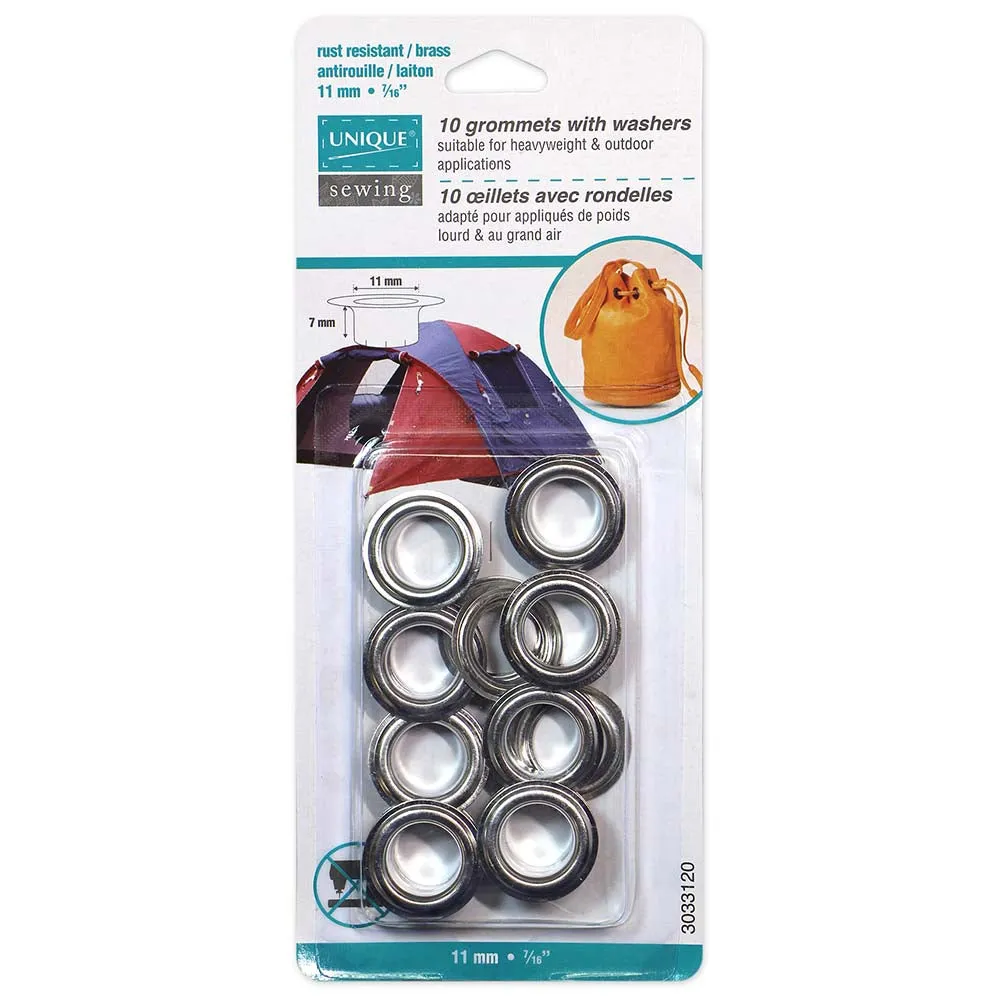 Grommets - Silver 11 x 7mm (3/8″ x 1/4″) - 10 sets - 3033120
