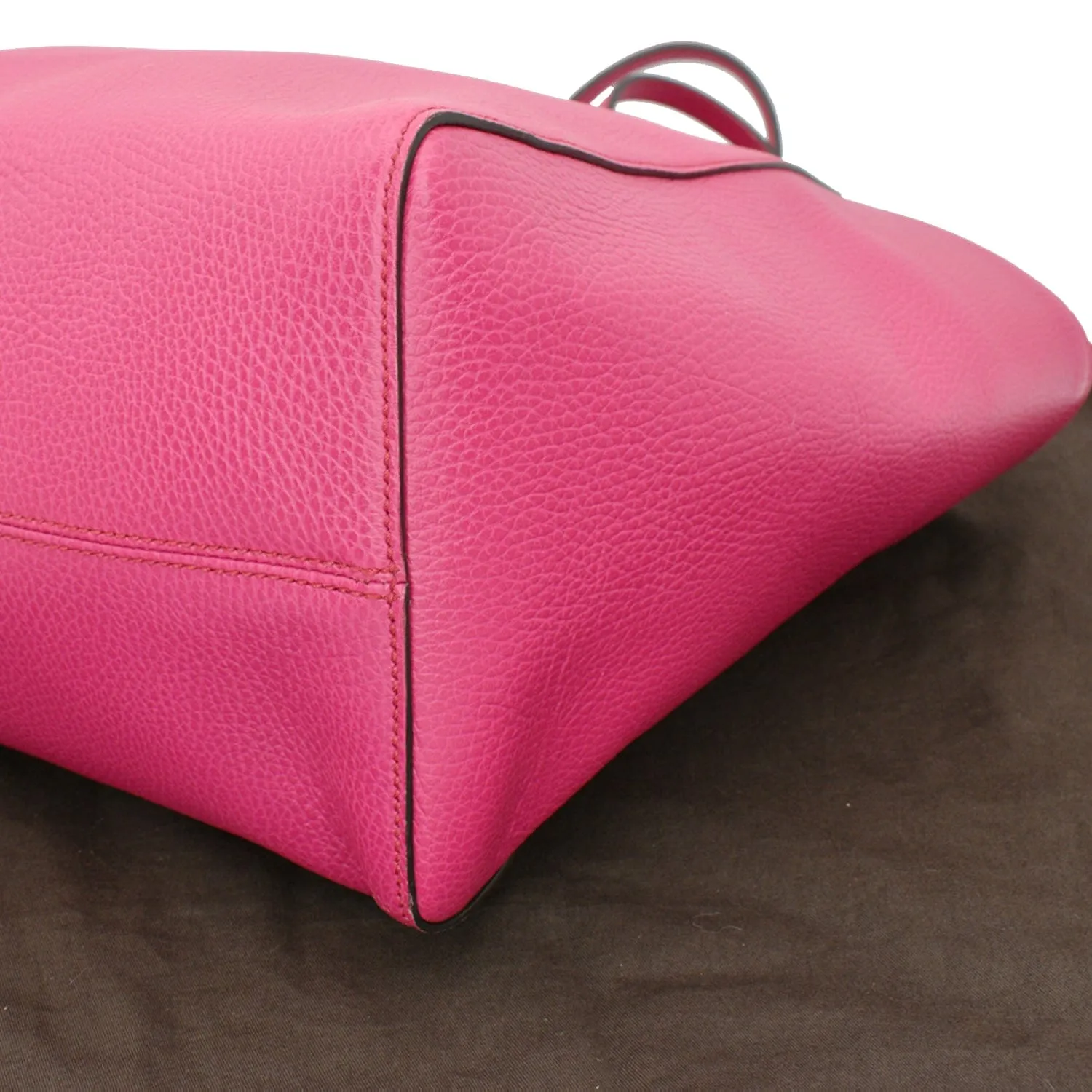 GUCCI Swing Medium Pebbled Leather Tote Bag Pink 354397