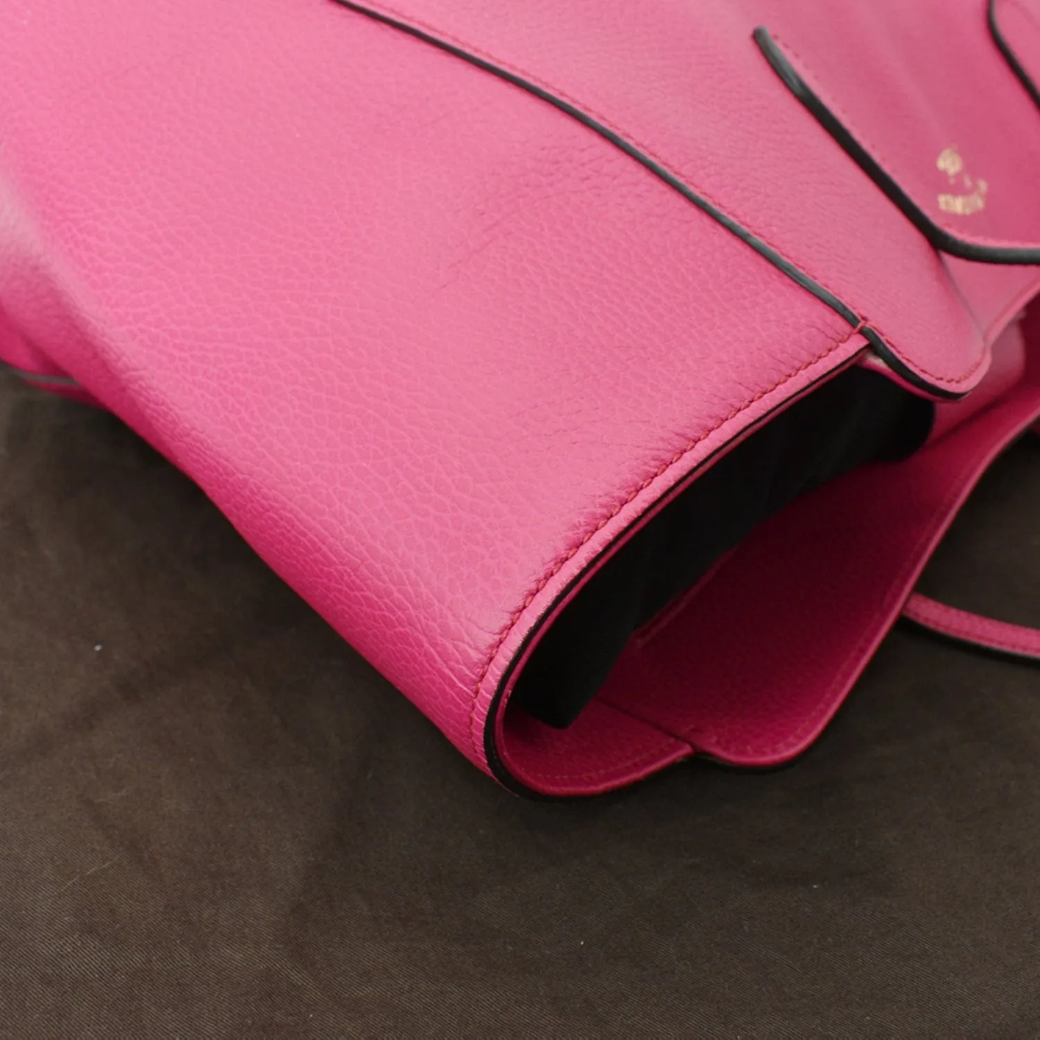 GUCCI Swing Medium Pebbled Leather Tote Bag Pink 354397