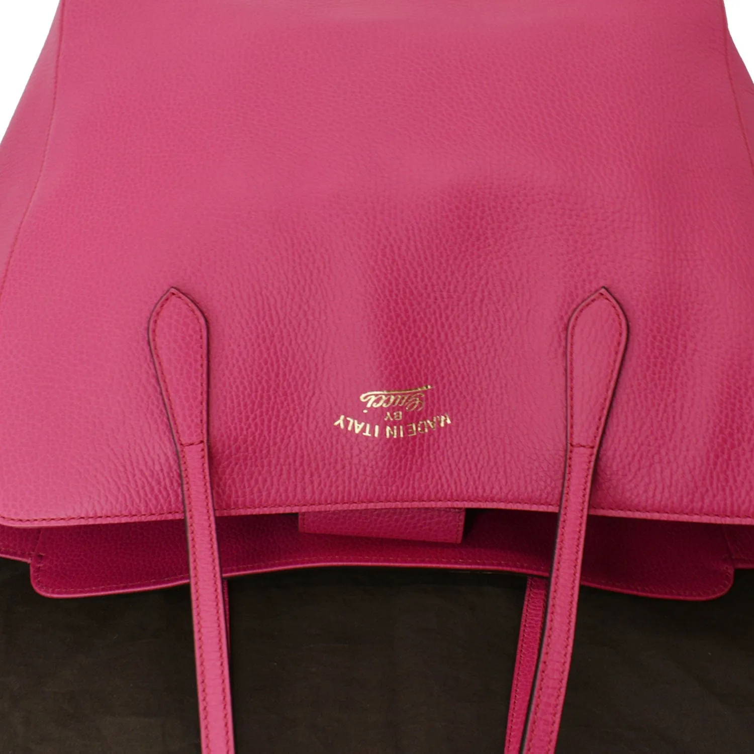 GUCCI Swing Medium Pebbled Leather Tote Bag Pink 354397