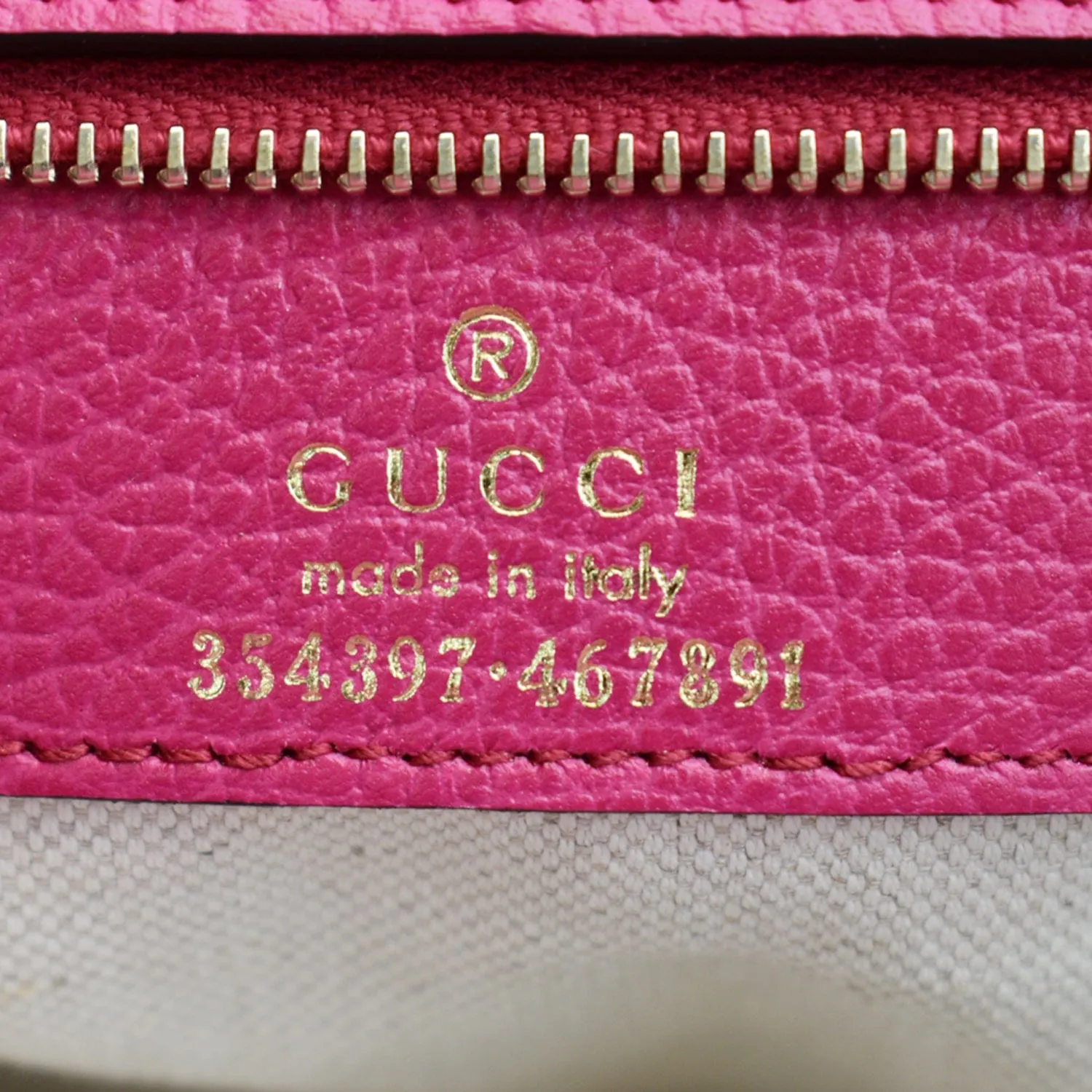 GUCCI Swing Medium Pebbled Leather Tote Bag Pink 354397