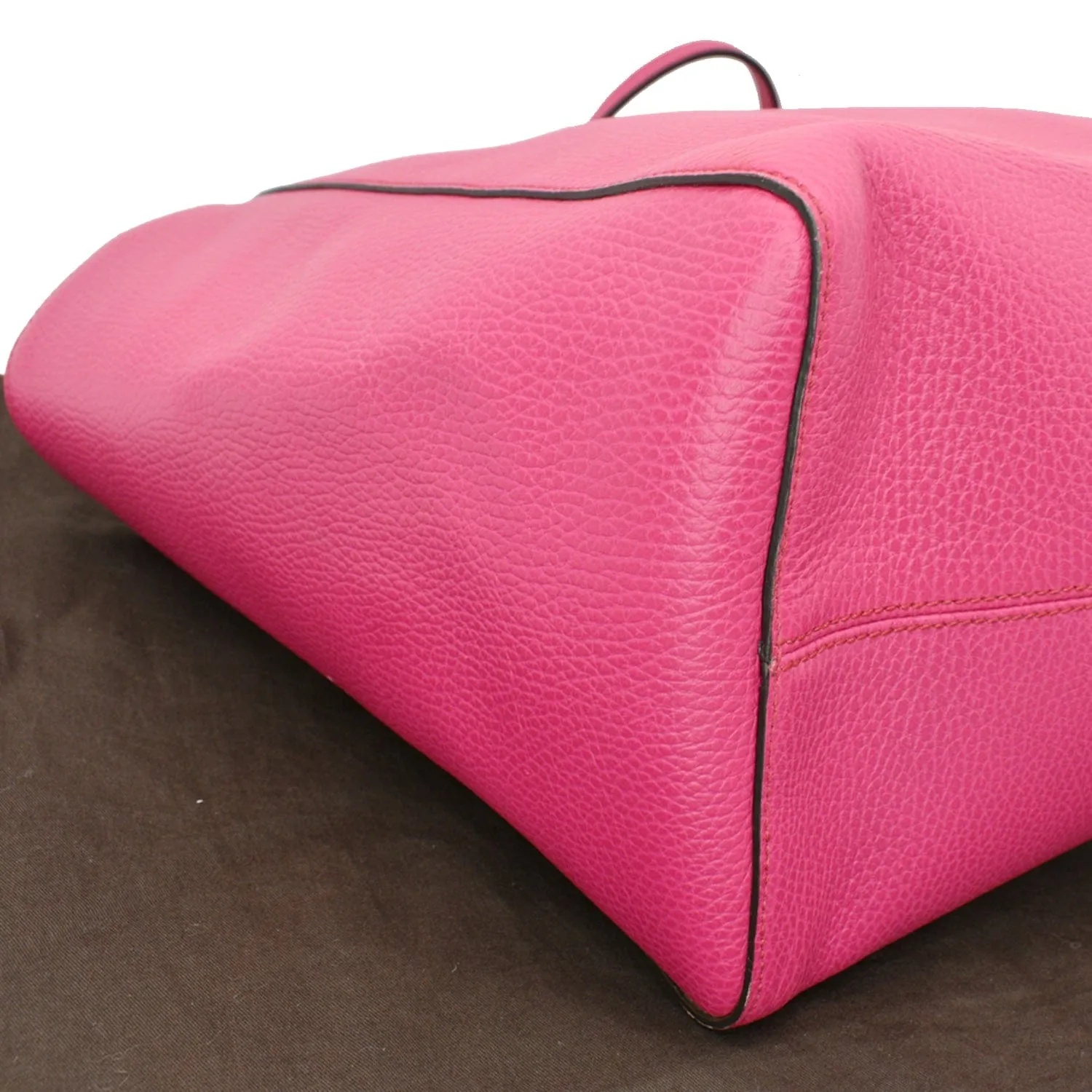 GUCCI Swing Medium Pebbled Leather Tote Bag Pink 354397
