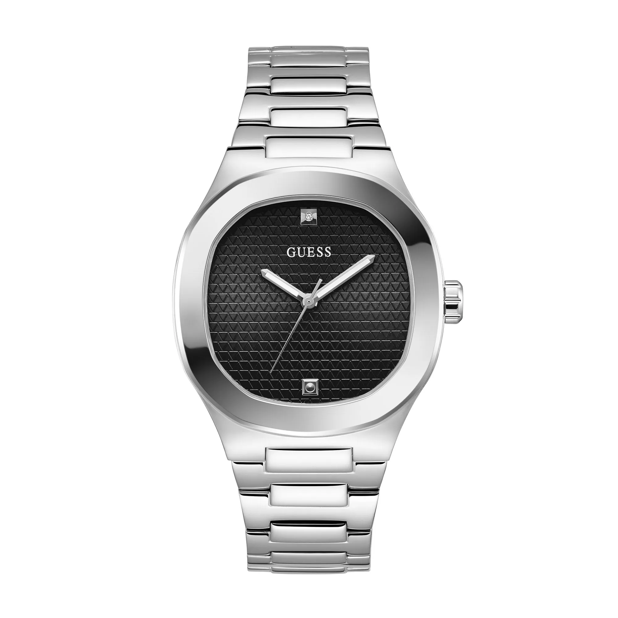 Guess Men's Watch Black Dial Silver Tone Case Quartz