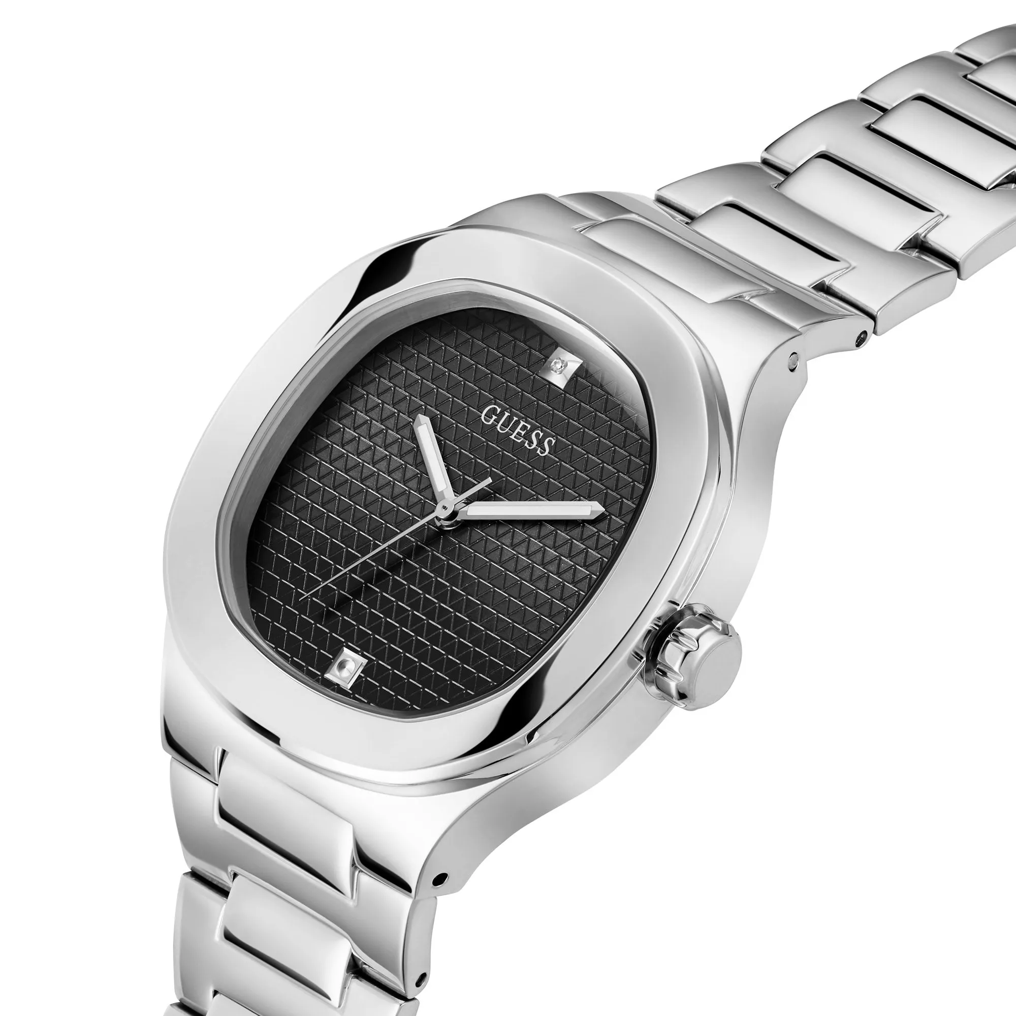 Guess Men's Watch Black Dial Silver Tone Case Quartz