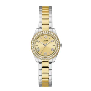 Guess Women's Watch Gold & Silver Tone Case Champagne Dial Quartz