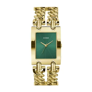 Guess Women's Watch Gold Tone Case Green Dial Quartz