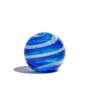 Hand Blown Glass Paperweight Orb With Cremation Ash | Seafoam