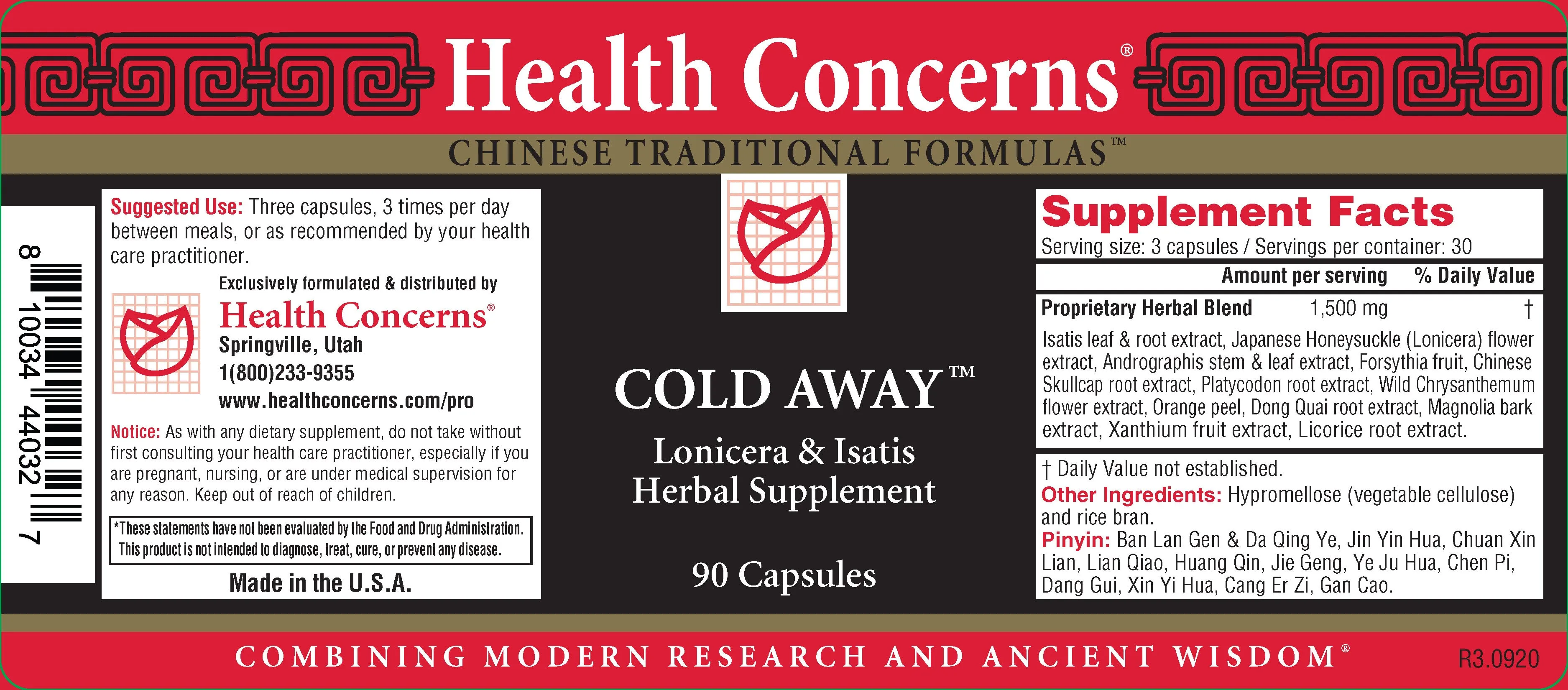 Health Concerns, Cold Away, 90 ct
