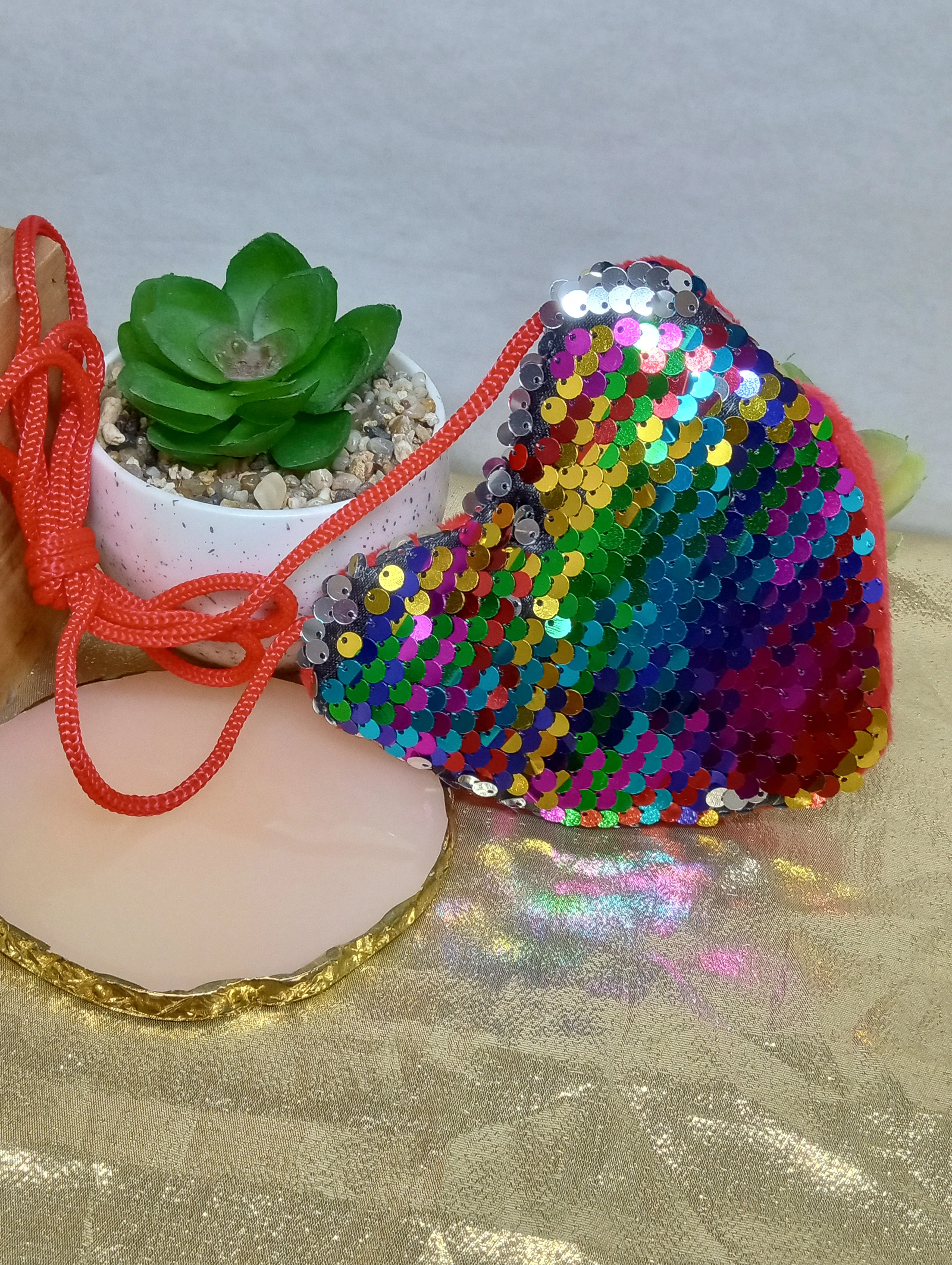 Heart Shaped Sequin Mini Purse
