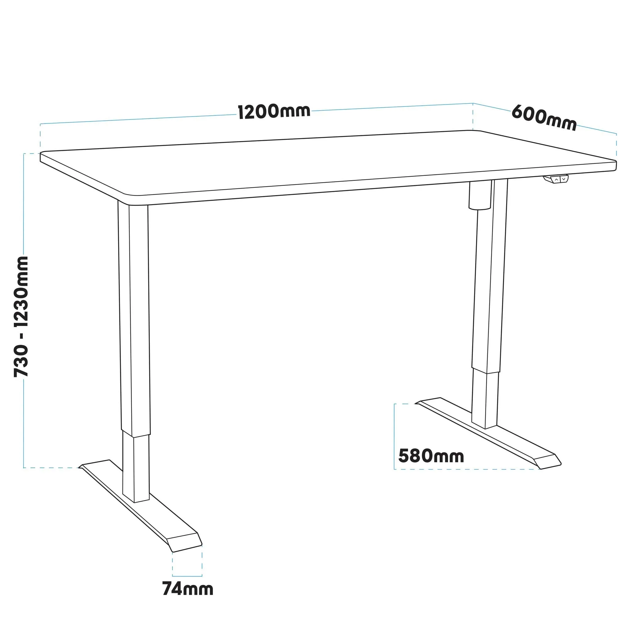 Height Adjustable Sit & Stand Desk, Electric Standing, Black, 1200 x 600mm - DH55
