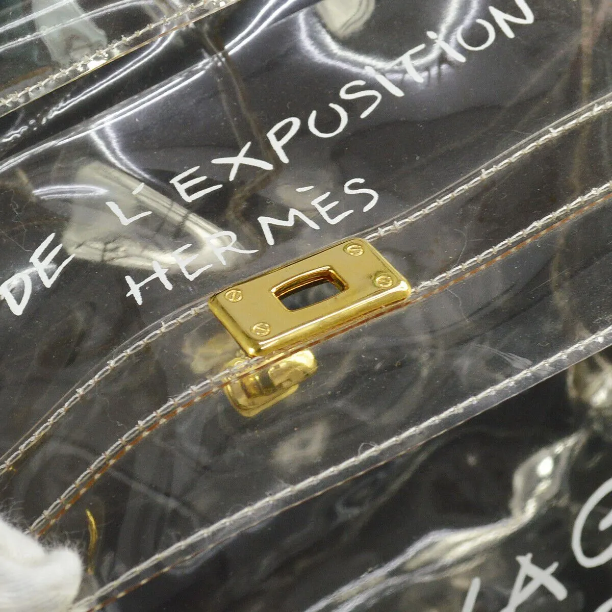 HERMES Vinyl Kelly Beach Hand Bag Purse SOUVENIR DE L'EXPOSITION 1997 01031