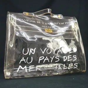 HERMES Vinyl Kelly Beach Hand Bag Purse SOUVENIR DE L'EXPOSITION 1997 01031