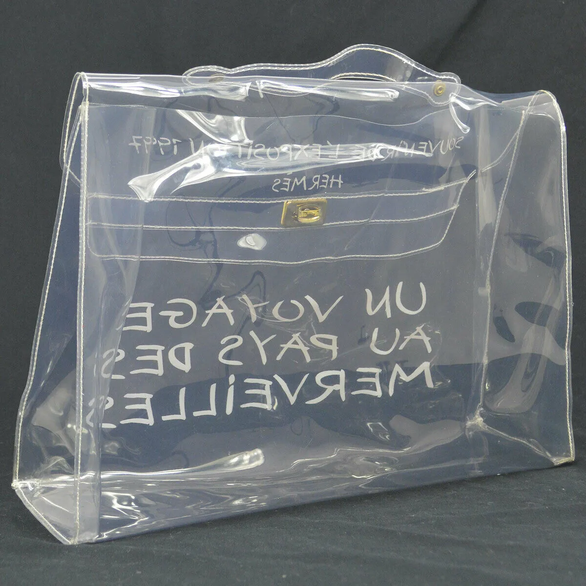 HERMES Vinyl Kelly Beach Hand Bag SOUVENIR DE L'EXPOSITION 1997 AK38245i