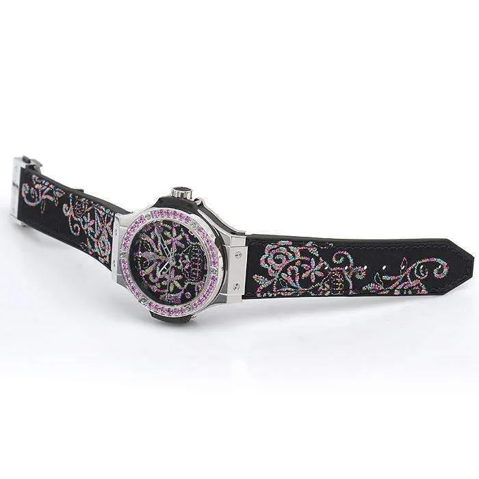 HUBLOT BIG BANG BRODERIE SUGAR SKULL STEEL 41 MM WOMEN WATCH 343.SS.6599.NR.1233