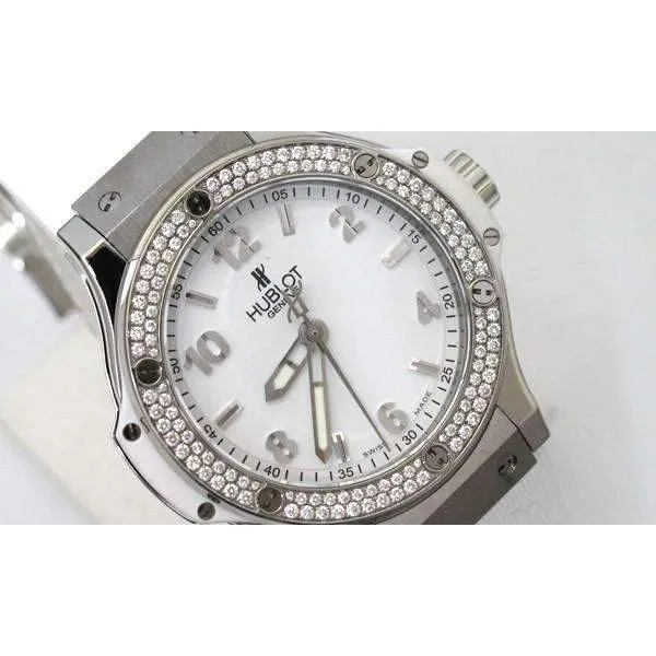 HUBLOT BIG BANG STEEL WHITE DIAMONDS 38 MM WOMEN WATCH 361.SE.2010.RW.1104