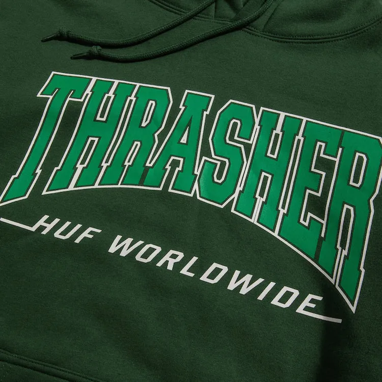 HUF X THRASHER Bayview Pullover Hoodie Forest Green