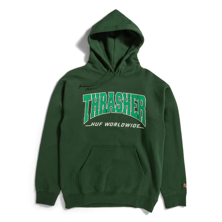 HUF X THRASHER Bayview Pullover Hoodie Forest Green