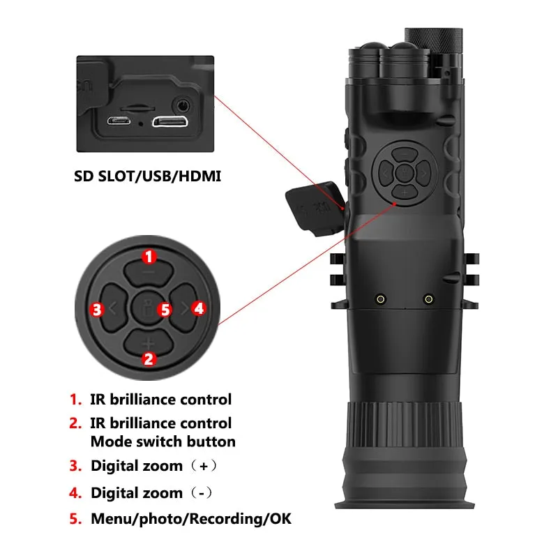 Infrared Night Vision Monocular Scope 24x30 Digital 1080P HD Surveillance Recorder