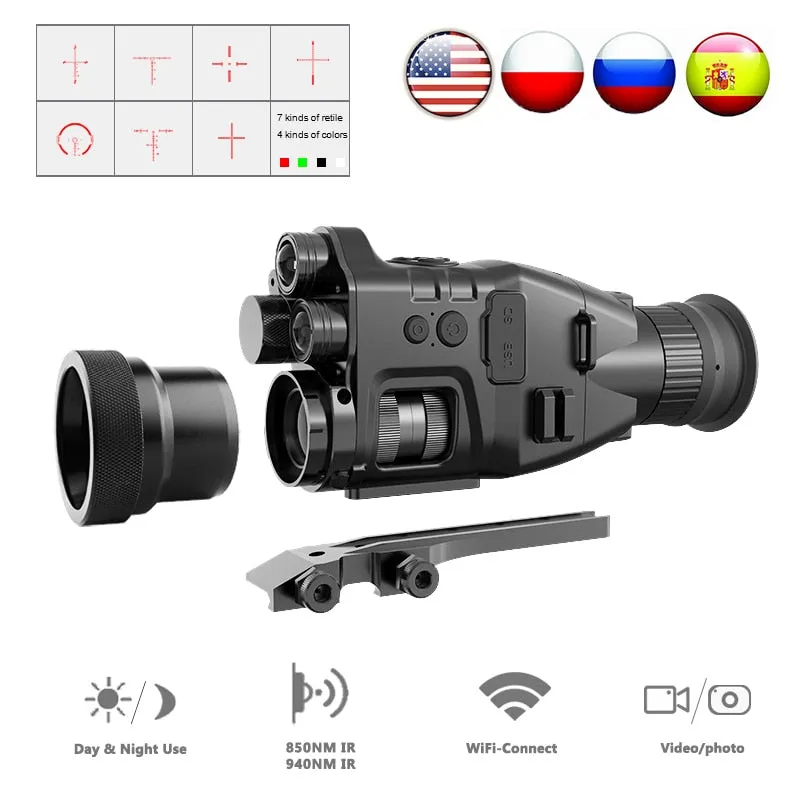 Infrared Night Vision Monocular Scope 24x30 Digital 1080P HD Surveillance Recorder