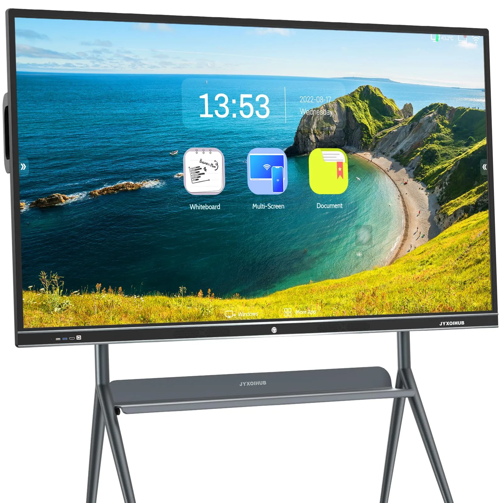 Interactive Whiteboard, 86inch Smart Board with 4K UHD Touch Screen Flat Panel, All in One Digital Electronic Whiteboard Built in Dual System for Conference