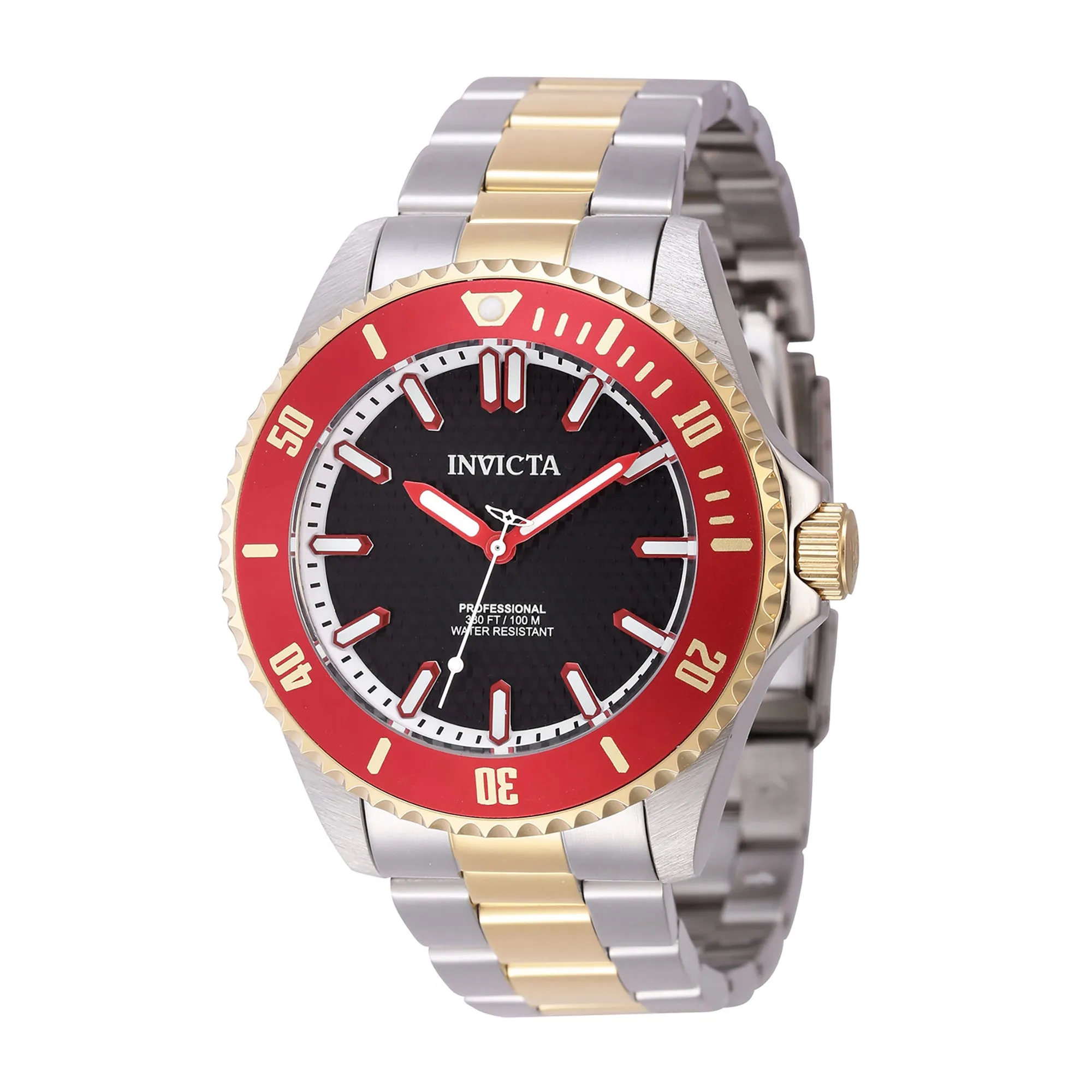 INVICTA Pro Diver Men 44mm Stainless Steel Gold   Steel Black dial PC21J Quartz