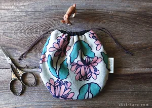 Japanese Handmade Temari Kinchaku (Drawstring) Purse, Floral Pink ⦿tkjp0022
