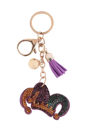 JESTER JOKER CLOWN HAT TASSEL KEYCHAIN