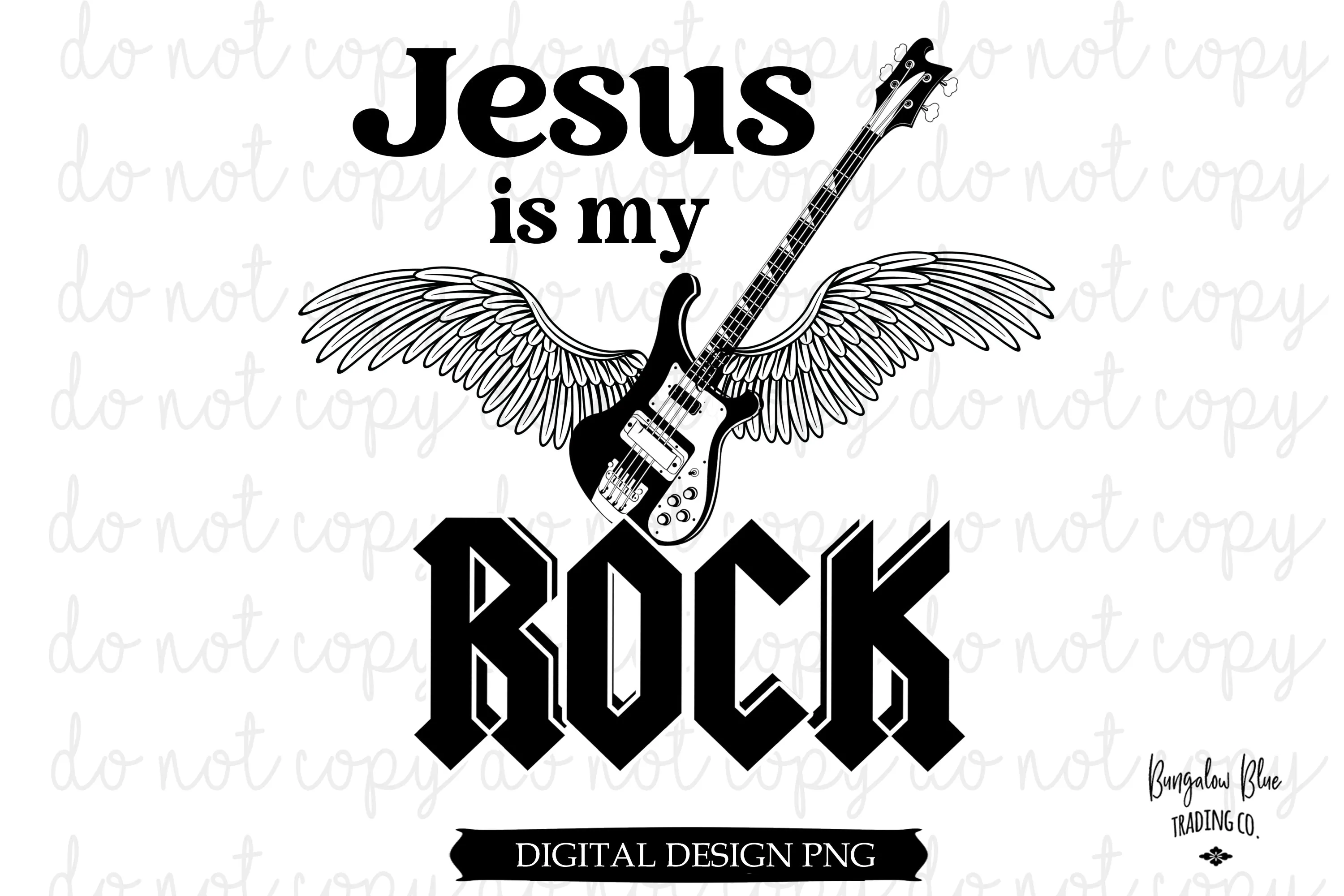 Jesus Is My Rock Guitar Wings Digital Design Download