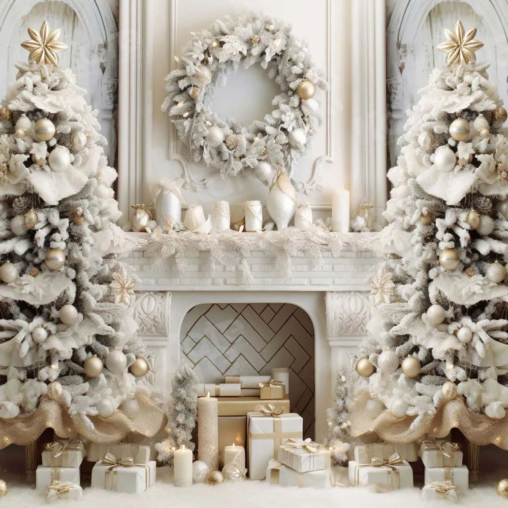 Kate Christmas Elegant Room Fireplace Backdrop for Photography