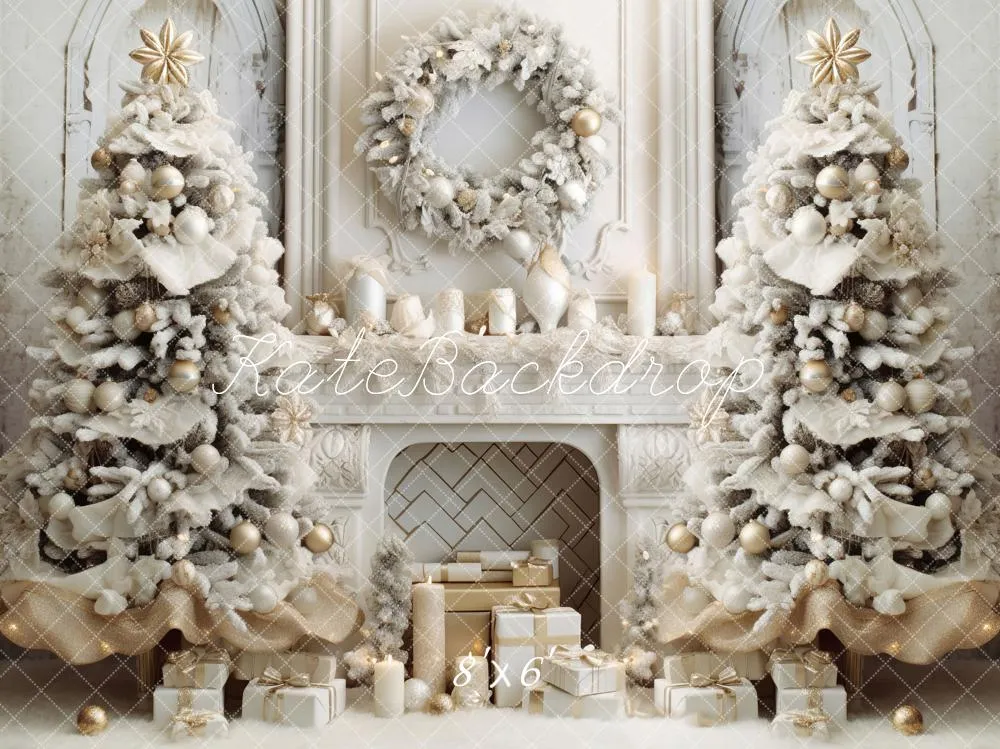 Kate Christmas Elegant Room Fireplace Backdrop for Photography