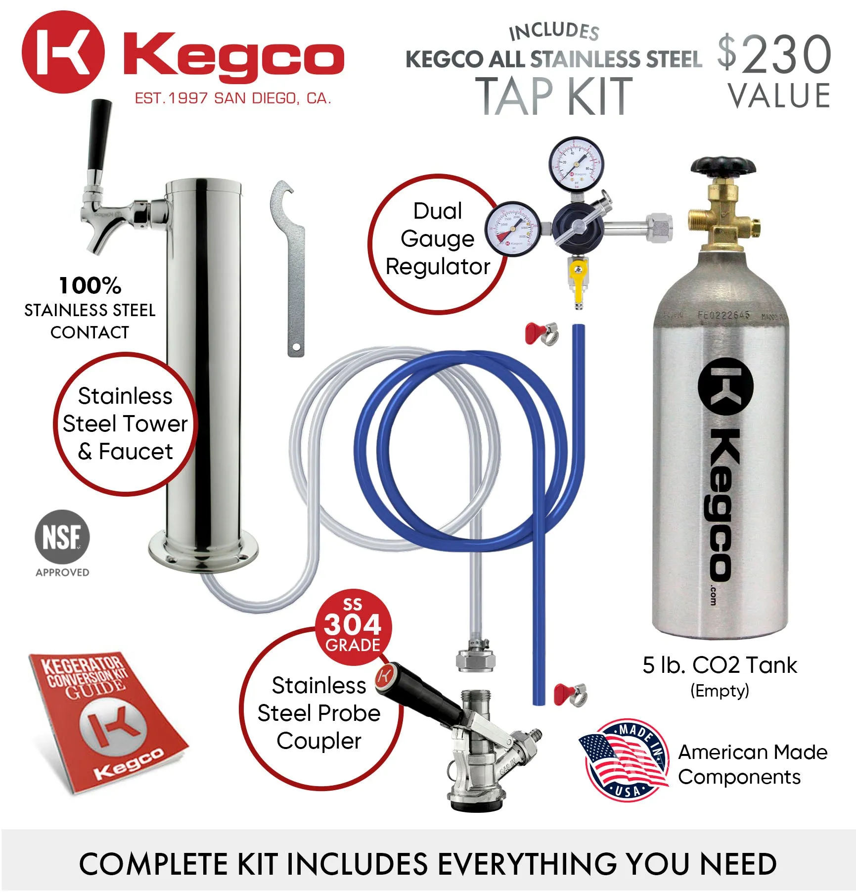 Kegco Full Size Spacious Black Kegerator with Freestanding Cabinet Z163B-1NK