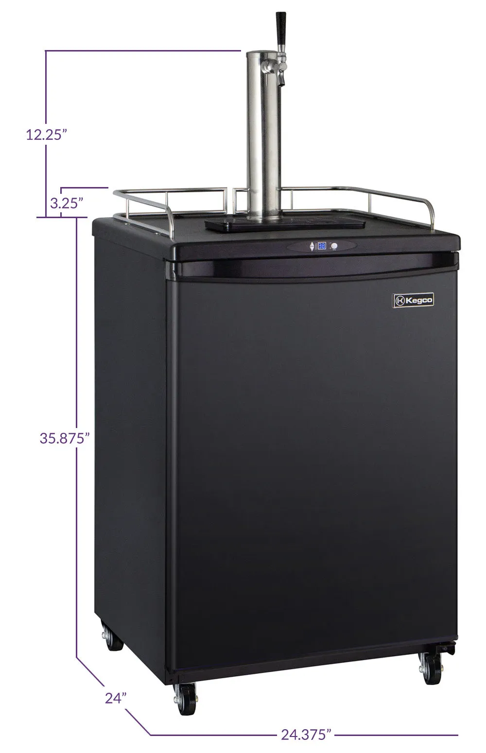 Kegco Full Size Spacious Black Kegerator with Freestanding Cabinet Z163B-1NK
