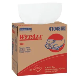 Kimberly-Clark Professional WypAll® X80 Cloth,White, 8.34 in W x 16.8 in L, Pop-Up Box, 80 per Box, 41048