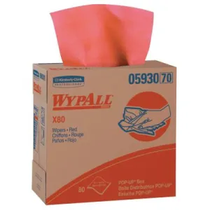 Kimberly-Clark Professional WypAll X80 Towels, Pop-Up Box, Red Hot, 80 per box, 05930